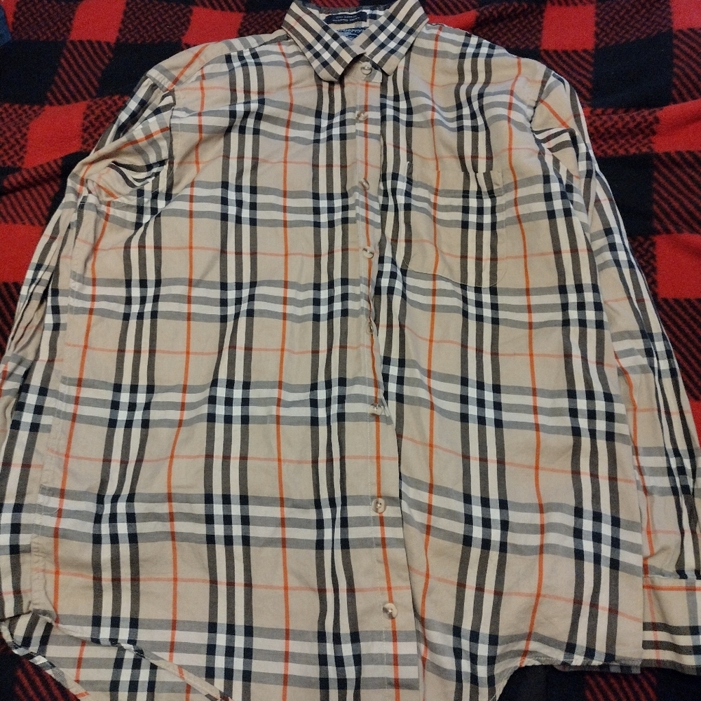 Mens Burberry shirt worn one time for about a hour will need to be dewrinkled